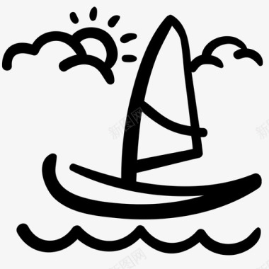 帆船海洋夏天图标图标
