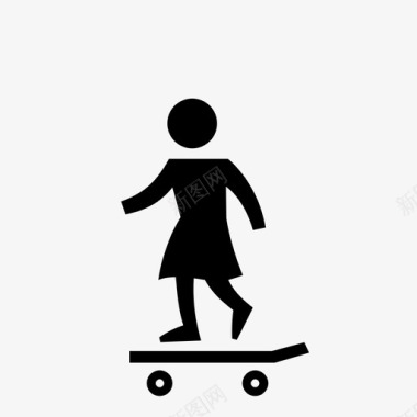 移动滑板女孩移动性滑冰者图标图标