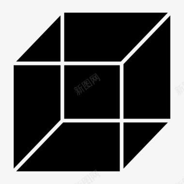 立方体正方形几何形状实心图标图标