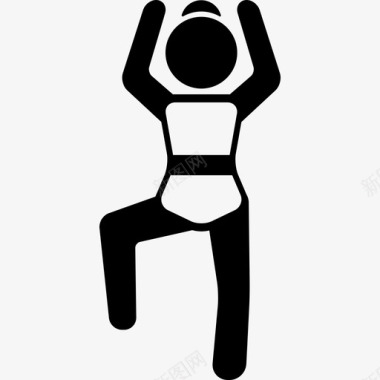 女性屈臂单腿运动瑜伽图标图标