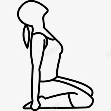 女人跪着仰望运动瑜伽和普拉提图标图标