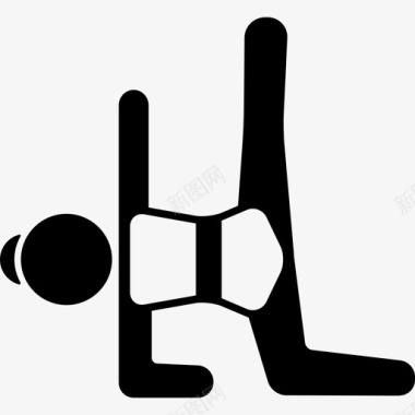 女孩躺在她右边伸展左臂和左腿运动瑜伽图标图标