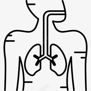 呼吸系统人体部分黑色图标图标