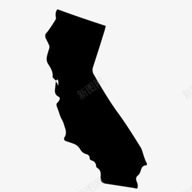 西海岸加利福尼亚地图州图标图标