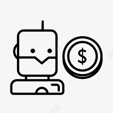 金融科技人工智能机器人人工智能硬币图标图标