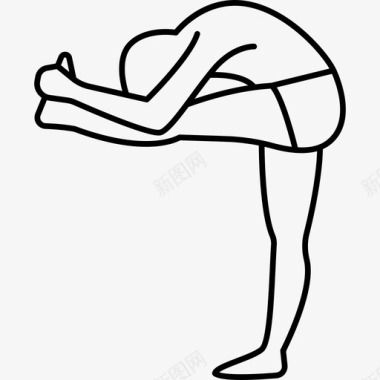 男子伸展左腿和弯曲腰部运动瑜伽和普拉提图标图标