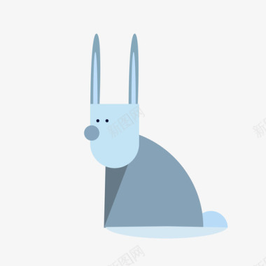 手绘灰兔小花兔图标