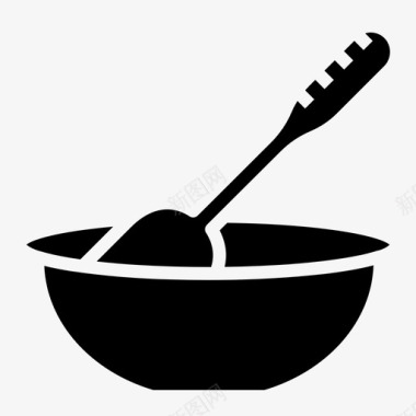 碗搅拌碗勺子图标图标
