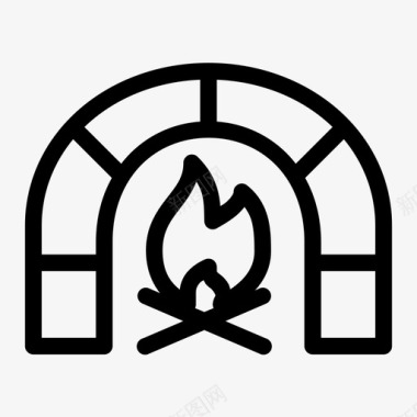 篝火篝火野营取暖图标图标