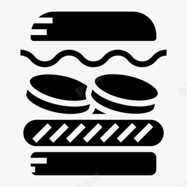 汉堡面包房固体图标图标