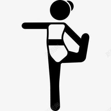 伸展女孩伸展手臂弯曲腿运动瑜伽图标图标