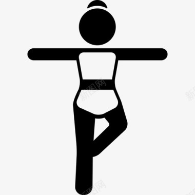 女孩伸展手臂和贩卖腿人瑜伽图标图标