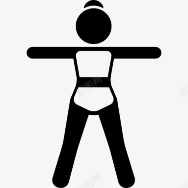 女人站起来伸展胳膊和腿运动瑜伽图标图标