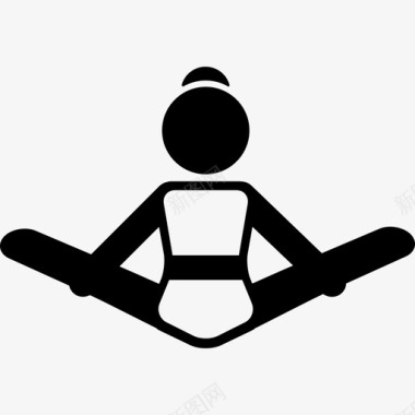 女性伸展腿运动瑜伽图标图标