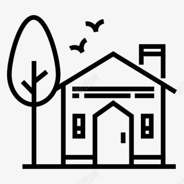 乡村住宅家庭联排别墅图标图标