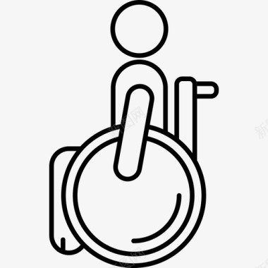 轮椅上的男人行为超薄图标图标