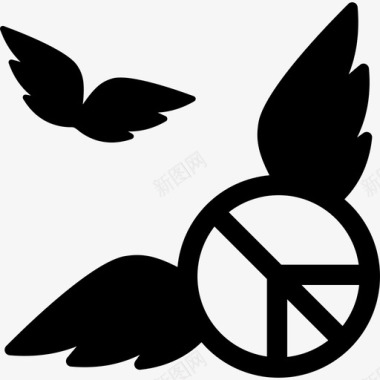 和平象征着翅膀形状和平和爱图标图标