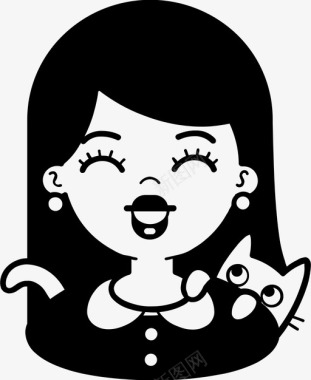 女孩和猫女孩与猫化身图标图标