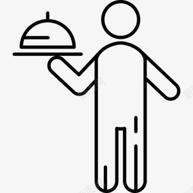 服务员带餐盘行为图标图标