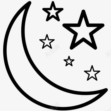月亮开斋节夜晚图标图标