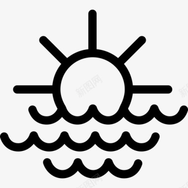 太阳和海洋自然水图标图标