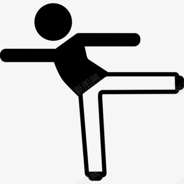手臂和单腿伸展姿势运动瑜伽图标图标