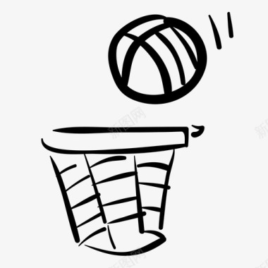 手绘篮球徽章篮球运动手绘图标图标