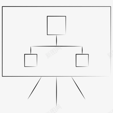 手绘树芽层次结构板模型图标图标
