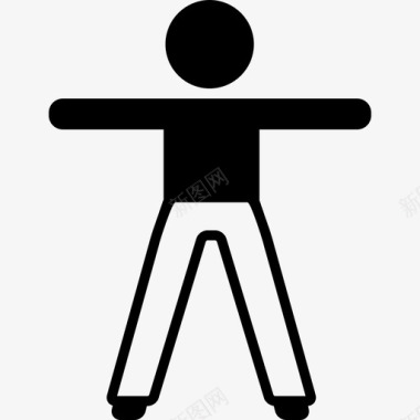 男人伸展手臂和腿运动瑜伽图标图标