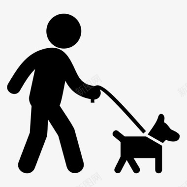 动物遛狗动物人图标图标