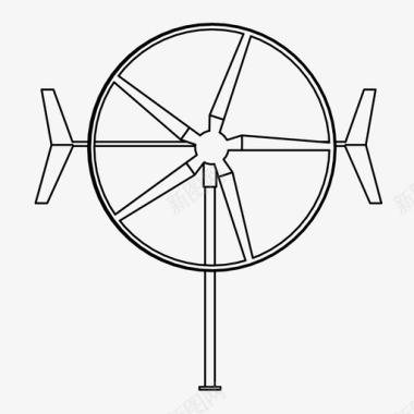 风力发电机风力涡轮机生态电力图标图标