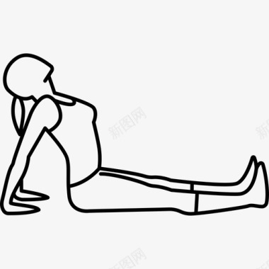 运动女人坐在地板上伸展头部运动瑜伽和普拉提图标图标
