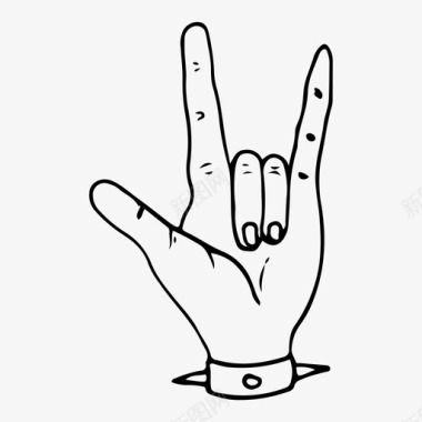 摇滚手手势手绘图标图标