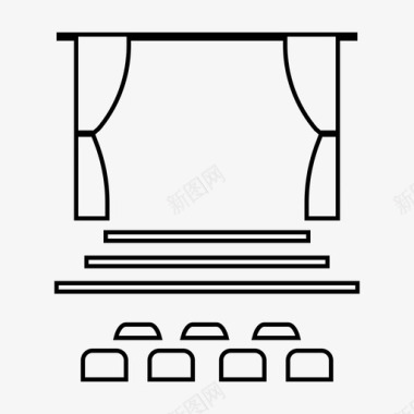 舞台背板戏剧舞台电影院电影图标图标