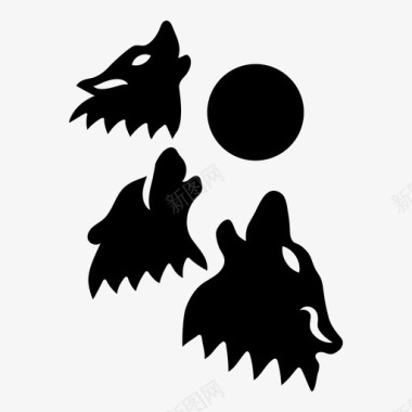三个狼月亮亚马逊讽刺图标图标