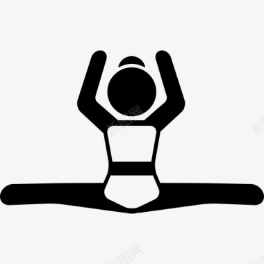 女性张开双腿的姿势运动瑜伽图标图标