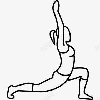 运动妇女伸展和弯曲双腿手臂向上运动图标图标