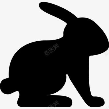 兔子面朝右动物动物的剪影图标图标