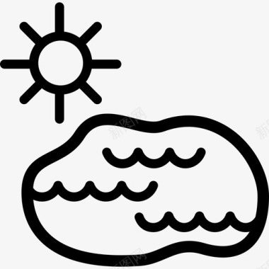 太阳和湖泊水图标图标