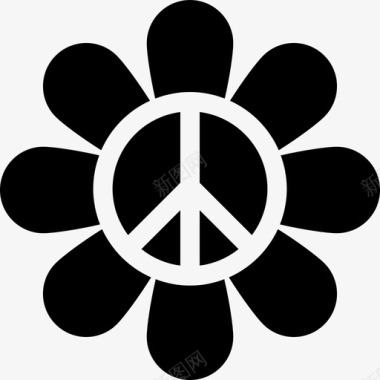 和平之花形状和平与爱图标图标