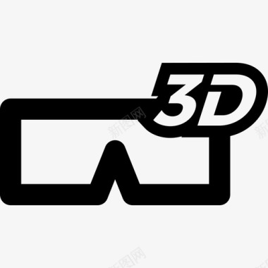 3D电视眼镜3D玻璃符号技术电影技术图标图标