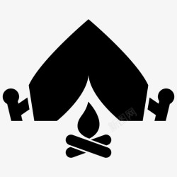 全自动帐篷套装露营火灾自然图标高清图片