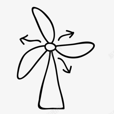 风力涡轮机空气气流图标图标