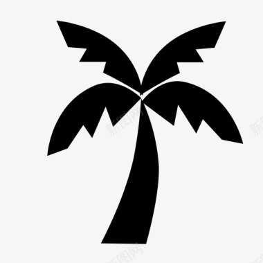 椰树椰子树海滩图标图标
