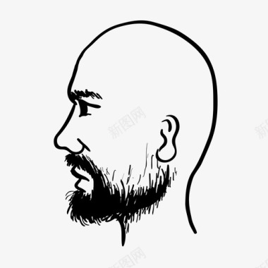 男人脸秃顶胡子图标图标