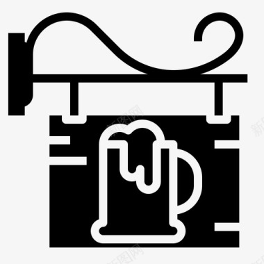 木制啤酒标志啤酒厂商店图标图标