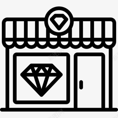 珠宝店城市线性图标图标