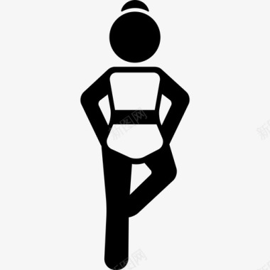 左腿弯曲的女孩运动瑜伽图标图标