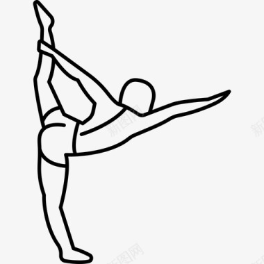 男子站在他的右腿伸展左腿和右臂体育瑜伽和普拉提图标图标