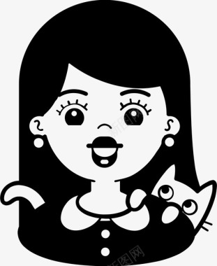 女孩和猫女孩与猫化身图标图标